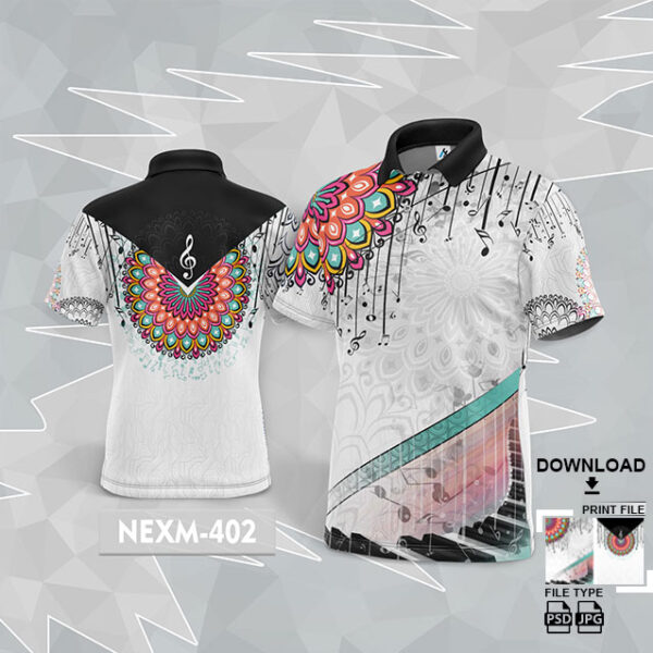 NEXM-402 MUSICAL BANJO GROUP SUBLIMATION JERSEY DESIGN IN BLACK,WHITE AND TEXTURES