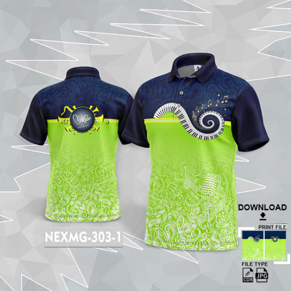 NEXMG-303-1 MUSICAL BANJO GROUP SUBLIMATION JERSEY DESIGN IN GREEN AND NAVY BLUE COLOR