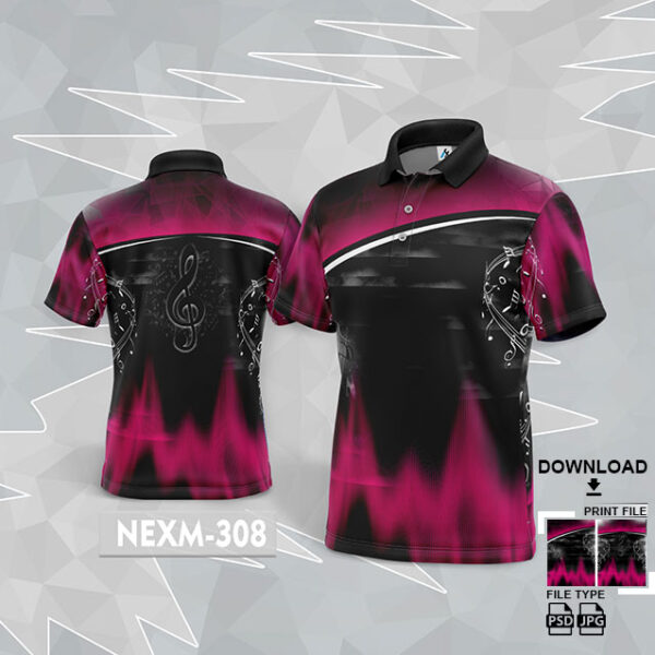 NEXMG 308 MUSICAL BANJO GROUP SUBLIMATION JERSEY DESIGN IN DARK PINK AND BLACK COLOR