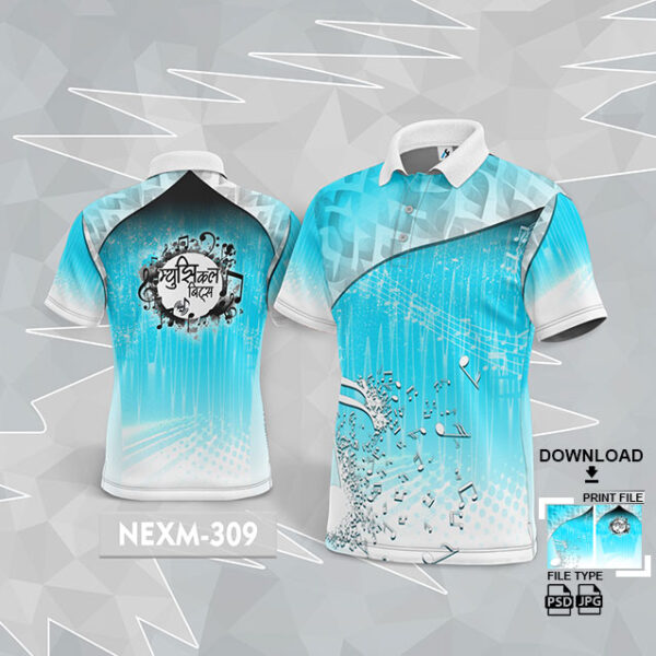 NEXMG-309 MUSICAL BANJO GROUP SUBLIMATION JERSEY DESIGN IN BLUE AND WHITE COLOR