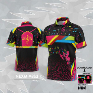 NEXM-VBS3 MUSICAL BANJO GROUP SUBLIMATION JERSEY DESIGN IN BLACK AND PINK COLOR