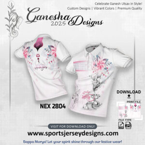 NEXG-2804 Ganesha Festival Design for Sublimation Print : BABY PINK AND WHITE COLOR