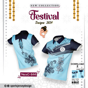 NEXG-844 Ganesha Festival Design for Sublimation Print : Sky Blue And Navy Blue Color