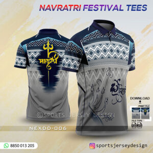 NEXDD-006 Navaratri Festival Design for Sublimation Print With The Combination Of Navy Blue And Grey Color