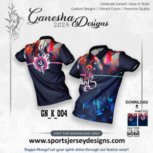 GN_K_004 Ganesha Festival Design for Sublimation Print: NAVY BLUE AND WHITE COLOR