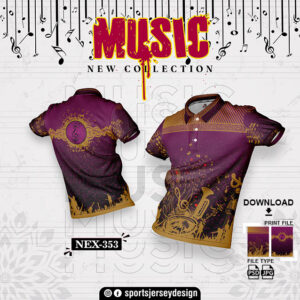 NEXM-353 MUSICAL BANJO GROUP SUBLIMATION JERSEY DESIGN IN RANI PINK AND GOLD YELLOW COLOR