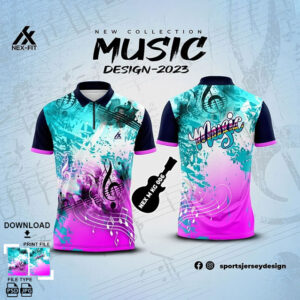NEX M KG 006 MUSICAL BANJO GROUP SUBLIMATION JERSEY DESIGN IN PINK AND TEAL BLUE COLOLR