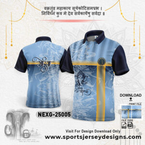 NEXG-25005 Ganesha Festival Design for Sublimation Print: Sky Blue And Navy Blue Color