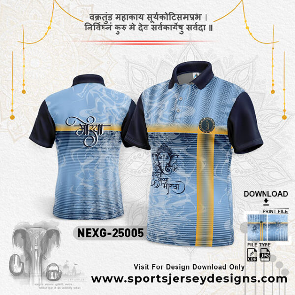 NEXG-25005 Ganesha Festival Design for Sublimation Print: Sky Blue And Navy Blue Color