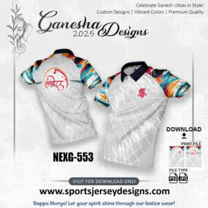 NEXG-553 Ganesha Festival Design for Sublimation Print : Light Grey And White Color