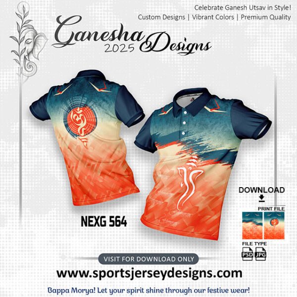 NEXG 564 Ganesha Festival Design for Sublimation Print: Orange And Air Force Color
