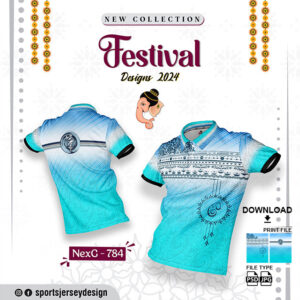 NEXG-784 Ganesha Festival Design for Sublimation Print : Blue And White Color