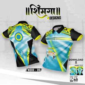 NEXS-35 LEMON YELLOW AND BLUE  SHIMGA FESTIVAL SUBLIMATION JERSEY DESIGN