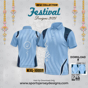 NEXG-30009 Ganesha Festival Design for Sublimation Print: Sky Blue And White Color