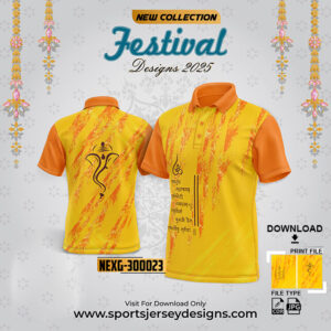 NEXG-300023 Ganesha Festival Design for Sublimation Print : Yellow And Orange Color