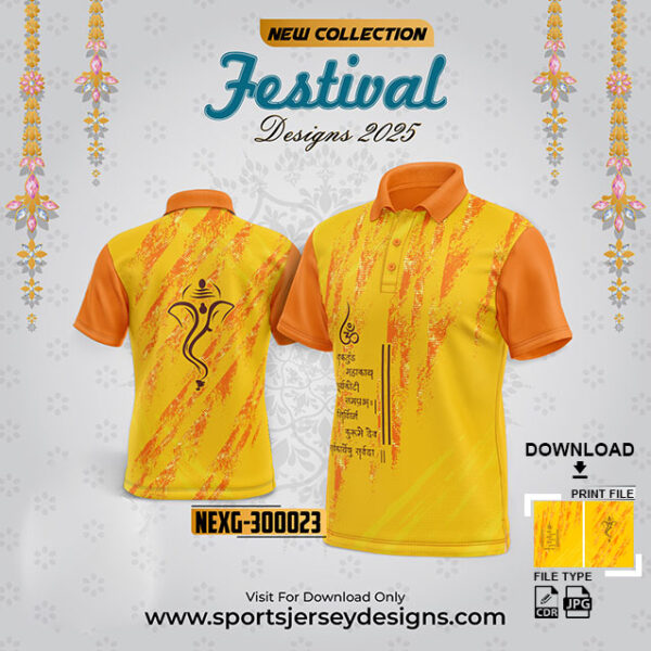 NEXG-300023 Ganesha Festival Design for Sublimation Print : Yellow And Orange Color
