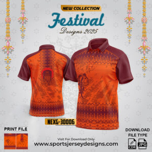NEXG-30006 Ganesha Festival Design for Sublimation Print: Orange And Brown Color