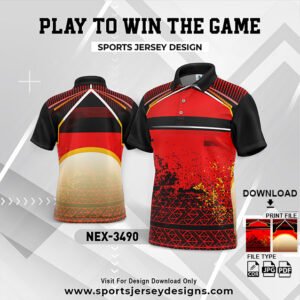 NEX-3490 - RED , YELLOW AND BLACK SPORTSWEAR SUBLIMATION JERSEY DESIGN