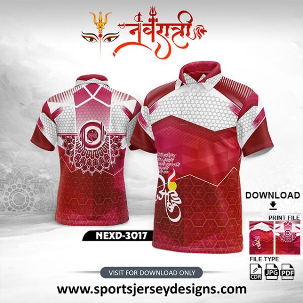 NEXD-3017-Navaratri Festival Design for Sublimation Print With The Combination Of Pink , Red And White