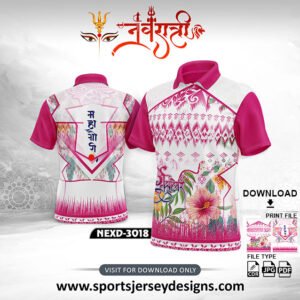 NEXD-3018- Navaratri Festival Design for Sublimation Print With The Combination Of Pink And White