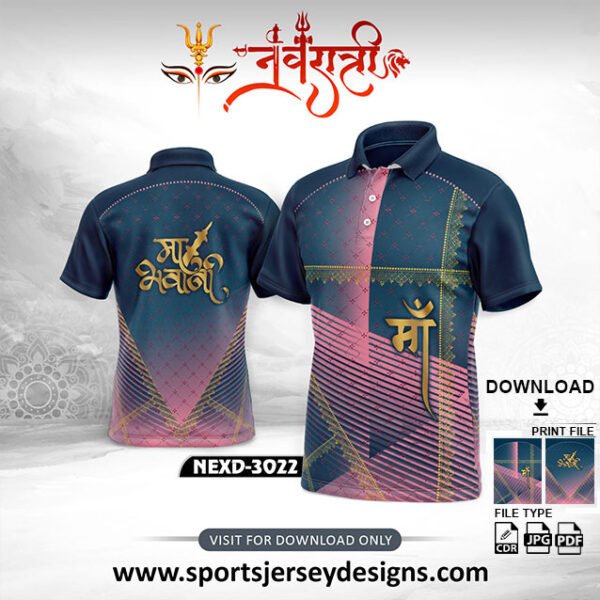 NEXD-3022-Navaratri Festival Design for Sublimation Print With The Combination Of  Pink And Navy Blue