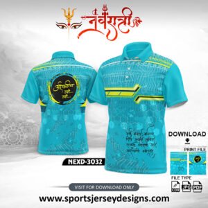 NEXD-3032-Navaratri Festival Design for Sublimation Print With The Combination Of Firozi Blue And Lemon Yellow