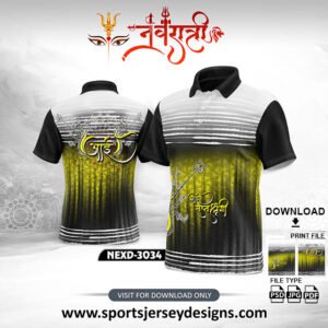 NEXD-3034-Navaratri Festival Design for Sublimation Print With The Combination Of Lemon Yellow , White And Gradient Black