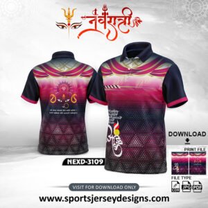 NEXD 3109 Navaratri Festival Design for Sublimation Print With The Combination Of Rani Pink And Navy Blue Color