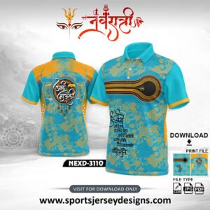 NEXD 3110 Navaratri Festival Design for Sublimation Print With The Combination Of Firozi And Gold Yellow