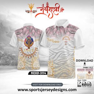 NEXD-3114-Navaratri Festival Design for Sublimation Print With The Combination Of White , Pink And Yellow