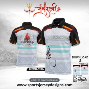 NEXD-3116-Navaratri Festival Design for Sublimation Print With The Combination Of Black,White And Blue