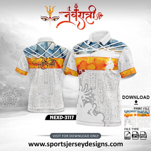 NEXD-3117-Navaratri Festival Design for Sublimation Print With The Combination Of White And Orange