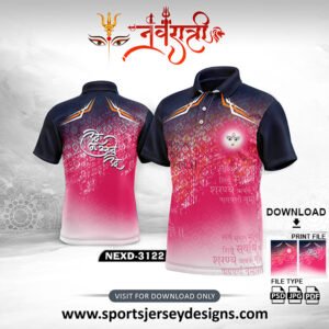 NEXD-3122-Navaratri Festival Design for Sublimation Print With The Combination Of Pink And Navy Blue
