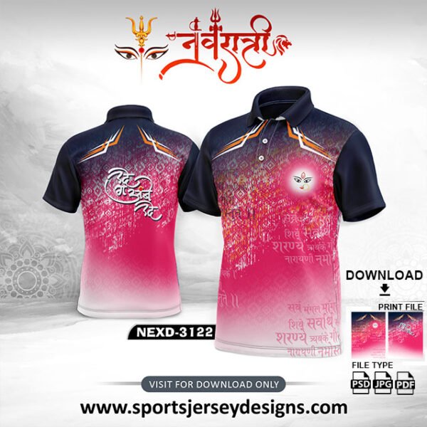 NEXD-3122-Navaratri Festival Design for Sublimation Print With The Combination Of Pink And Navy Blue