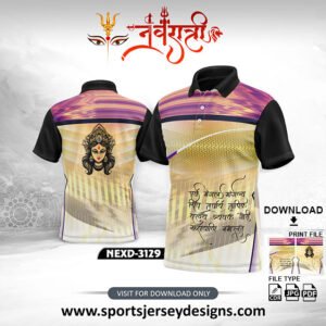 NEXD-3129 - Elegant Gold, Purple & Black Design with Goddess Durga Artwork