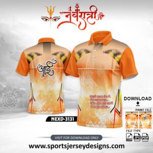 NEXD-3131- Navaratri Festival Design for Sublimation Print With The Combination Of Gradient Orange & Peach Polo Jersey
