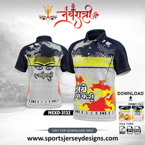 NEXD-3132- Navaratri Festival Design for Sublimation Print With The Combination Of deep navy base accented with vibrant yellow
