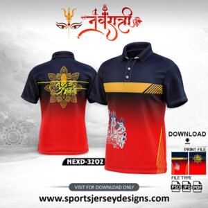 NEXD-3202-Navaratri Festival Design for Sublimation Print With The Combination Of Navy Blue And Red