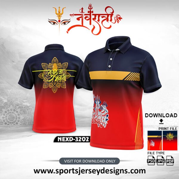 NEXD-3202-Navaratri Festival Design for Sublimation Print With The Combination Of Navy Blue And Red