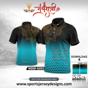 NEXD-3203-Navaratri Festival Design for Sublimation Print With The Combination Of Firozi Blue And Black