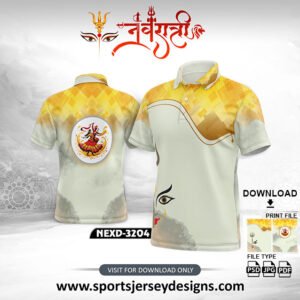 NEXD-3204-Navaratri Festival Design for Sublimation Print With The Combination Of Themed Yellow And White Polo