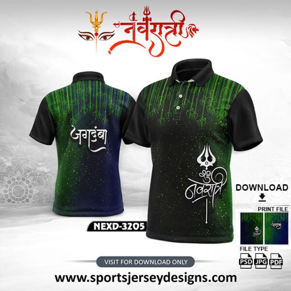 NEXD-3205-Navaratri Festival Design for Sublimation Print With The Combination Of Black With Neon Green Pattern