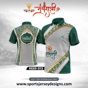NEXD-3113 - Navaratri Festival Design for Sublimation Print With The Combination OF Deep Green,Grey,Gold, White