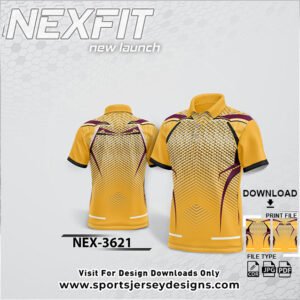 NEX-3621 - YELLOW , BLACK AND MAROON SPORTSWEAR SUBLIMATION JERSEY DESIGN
