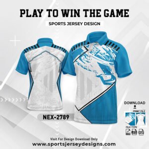 NEX-2789-WHITE AND BLUE SPORTSWEAR SUBLIMATION JERSEY DESIGN