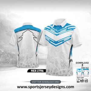 NEX-2796-WHITE AND BLUE SPORTSWEAR SUBLIMATION JERSEY DESIGN