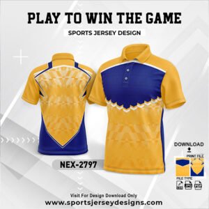 NEX-2797- ROYAL BLUE AND GOLD YELLOW SPORTSWEAR SUBLIMATION JERSEY DESIGN