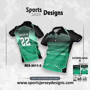 NEX-3411-3-GREEN AND BLACK SPORTSWEAR SUBLIMATION JERSEY DESIGN
