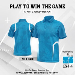 NEX-3433-INDIA BLUE AND WHITE SPORTSWEAR SUBLIMATION JERSEY DESIGN