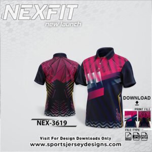 NEX-3619 - PINK , NAVY BLUE , BLACK AND WHITE SPORTSWEAR SUBLIMATION JERSEY DESIGN